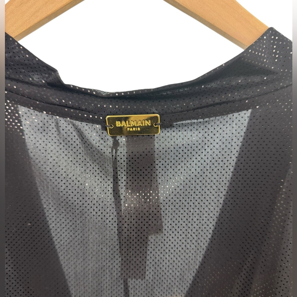 BALMAIN***Black Over-Sized Sheer V-Neck Tunic***Small $785 - Picture 4 of 7